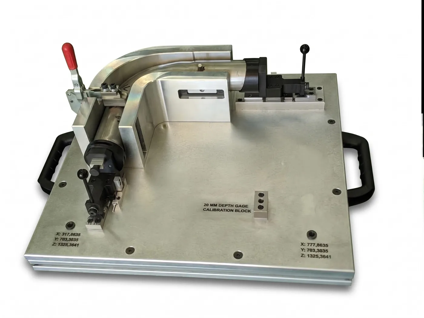 Portable go/no-go inspection gage for bent exhaust tube